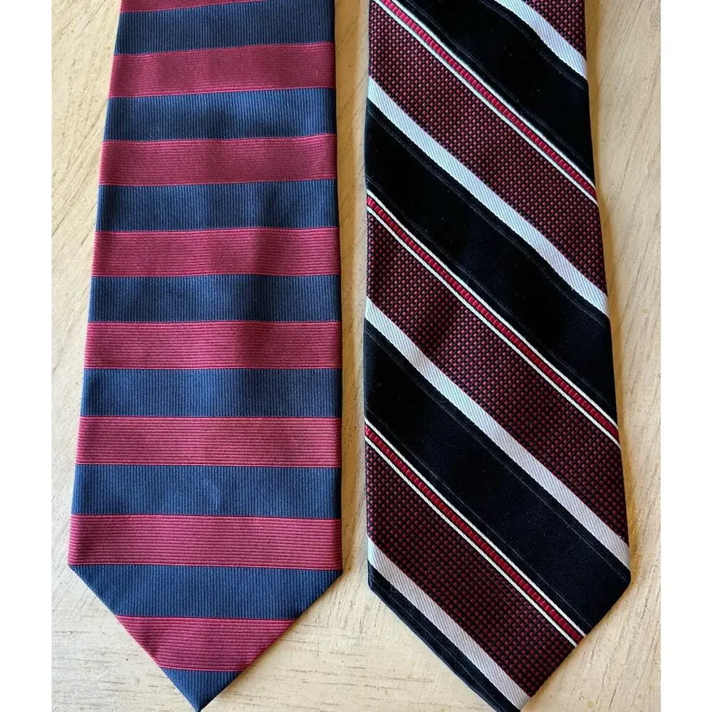 2 VTG striped Ties Jos A Bank ITALY Ivy League Academia Classic business Preppy